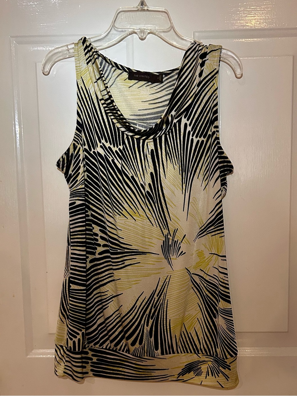 The Limited Black & Yellow Palm-Print Sleeveless Tank